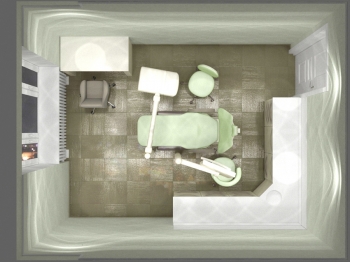 Макет пространства зубоврачебного кабинета, вид сверху